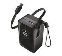 Cellularline batería Externa Roller 10.000 mAh con Salida hasta 45 W, Cable USB-C retráctil Integrado de 70 cm, Pantalla LCD, Carga simultánea para 3 Dispositivos
