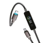 cellularline cable de USB-C a USB-C Powerview IQ con pantalla TFT integrada, Power Delivery de hasta 240 W, revestimiento de tela y una longitud de 120 cm