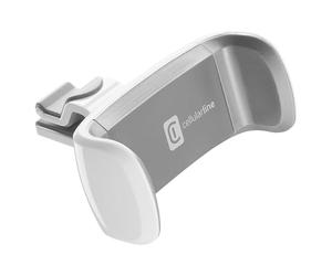 cellularline | Car Holder - Universal | Soporte de Coche para Smartphone Supercolorido - Fijación en el Coche Mediante Gancho a Las Rejillas de Ventilación - Giratorio de 360° - Blanco