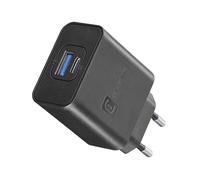 Cellularline - Cargador de Red - Cargador de Red USB y USB-C de 2 Puertos con tecnología de 25W de Carga súper rápida