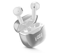 cellularline Core Pro Auriculares Bluetooth con ENC y 4 Micrófonos, Tecnología Multipoint, Pantalla LED, Autopareado, 30 Horas de Autonomía, Blanco