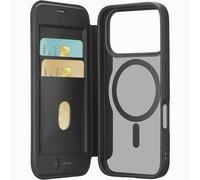 cellularline - Daily mag - Funda Tipo Libro con Parte Trasera Semitransparente - Compatible con iPhone 17 Pro MAX - Compatible con el ecosistema Magsafe® - Dotada de 2 Ranuras para Tarjetas - Negro