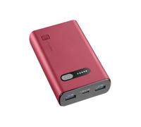 Cellularline - Fast PD 10000 - Cargador portátil rápido - Power Delivery 10000mAh -+72 Horas de Carga - Puerto USB-C: Input 18W/Output: 20W PD - 2 Puertos USB: Output: 18W - Rojo