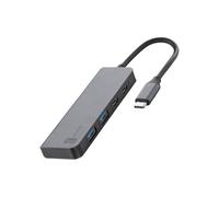 cellularline HUB Starter Hub de 4 Puertos, Carga y Transferencia de Datos, Elegante y Resistente, 2 Puertos USB-A y 1 USB-C para Datos y Carga, USB-C Power Delivery hasta 100W, Gris metálico
