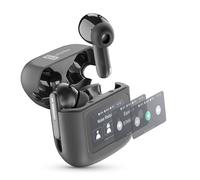 cellularline Hush Auriculares Bluetooth In-Ear con Pantalla Táctil, Active Noise Cancelling, Noise-Free Calls, 5 Modos EQ, Autopairing, 42h Play Time, Cierre Magnético para Carga - Negro