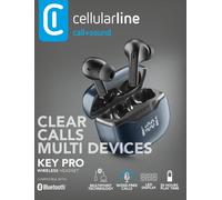 Cellularline key pro auriculares bluetooth con funda de carga, pantall