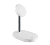 cellularline mag Duo Estación de Carga Inalámbrica Magnética 2en1 con Certificación Qi2, hasta 15W para Smartphones y Auriculares, Adaptador Magnético Incluido