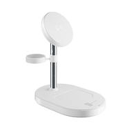 cellularline mag Trio Estación de Carga Inalámbrica Magnética 3en1 con Certificación Qi2, hasta 15W para Smartphones, Auriculares y Relojes Inteligentes Apple/Samsung, Adaptador Magnético Incluido