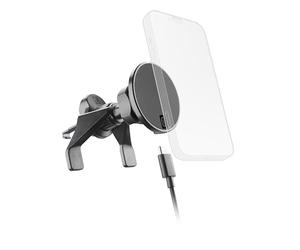 cellularline mag Wireless Charging Holder Soporte para Coche MagSafe con Carga Inalámbrica 7.5 W, Acople Universal, Pad Magnético Integrado, Máxima Estabilidad, Cable USB-C 1m Incluido