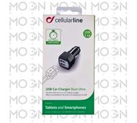 Cellularline MICROCBRUSBDUATAB Cargador Coche Dual USB 3A Tablet 12V 24V Negro