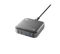 cellularline - Multipower Magnus 100W - 4 Puertos GAN 100W Network Charger - 2 Puertos USB de 2 18W y 2 Puertos USB-C de 2 100W - Tecnología GAN - Ideal para Smartphones, tabletas y laptops