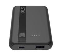 Cellularline - Power Bank 5000 - Capacidad: 5000mAh - Entrada: 1xUSB-C 10.5W - Salida: 1xUSB 12W - Celdas: Li-Ion Battery - LED Luminosos Indican Carga restante - Negro