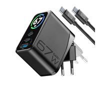Cargador de red Cellularline PowerView IQ Kit ACH 67W con pantalla TFT y GaN+