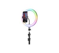 Cellularline Selfie Ring | Universal - Anillo LED RGB de 10" - Trípode y Mando a Distancia