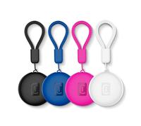 Cellularline Set de 4 localizadores Tracy Tag Dual para Buscar de Apple y Google Find Hub con batería reemplazable y Resistencia IP67 en Negro, Azul, Rosa y Blanco