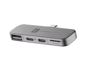 Cellularline Smartphone HUB - Adaptador USB-C de 4 Puertos (USB, 2 USB-C, Micro SD), Compatible con Smartphones y Tablets, Plug & Play, Diseño Compacto
