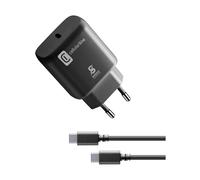 Cellularline - Super Fast Charger Kit 25W - Cargador de Red para Dispositivos Samsung compatibles con Entrega de energía de Carga súper rápida de 25W - Cable USB-C a USB-C de 100 cm Incluido - Negro