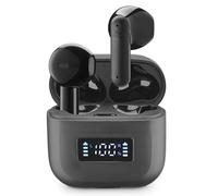 cellularline Tone - Auriculares TWS Bluetooth de cápsula con ENC (Environmental Noise Cancelling), 4 micrófonos, Pantalla LED, Total Play Time 20 Horas, Negro