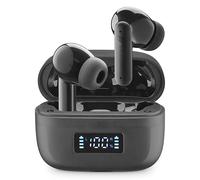 cellularline Tone - Auriculares TWS Bluetooth In-Ear con ENC (Environmental Noise Cancelling), 4 micrófonos, Pantalla LED, Total Play Time 20 Horas, Negro