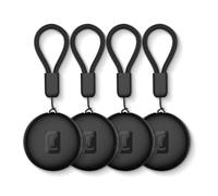 Cellularline Tracy Tag localizador Bluetooth de Objetos, Pack de 4, Compatible con Apple iOS Find Me y Accesorios Tipo AirTag, Pila reemplazable, Resistente al Polvo y al Agua, Color Negro