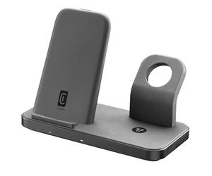 Cellularline | Trio Wireless Charger | Cargador inalámbrico 3 en 1 para Dispositivos Apple: iPhone, Apple Watch, Airpods