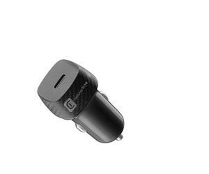 Cellularline - USB-C Car Power 20W - Cargador de Coche USB-C 20W - Adaptador de Enchufe para Encendedor de Cigarrillos automático 12V/24V - Protección contra sobrecargas y Cortocircuitos - Negro