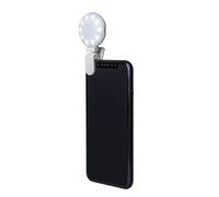 Celly Anillo de Luz Selfie con clip para Smartphones, Clicklight universal recargable USB 3 tonos, Blanco L