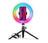 Celly Trípode con anillo de luz para móvil CLICKRINGRGBBK RGB USB 15 cm Negro