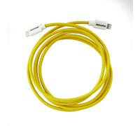 Celly, Cable USB-C a Lightning compatible con dispositivos Apple y sistema iOS, longitud 1,5 m, potencia soportada 60 W, conectores de PVC y revestimiento de nailon antidoblado, amarillo