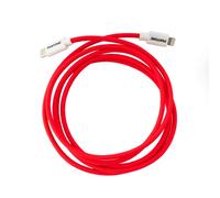 Celly, Cable USB-C a Lightning compatible con dispositivos Apple y sistema iOS, longitud 1,5 m, potencia soportada 60 W, conectores de PVC y revestimiento de nailon antidoblez, rojo