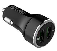 Celly Cargador Coche 2USB Carga RAPIDA 30W Negro