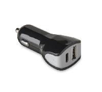 CELLY CARGADOR COCHE USB 1A Y TIPO C 3A NEGRO
