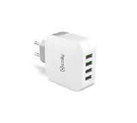 CELLY CARGADOR RED SALIDA 4 8A Y 4 PUERTOS USB BLANCO TC4USBTURBO