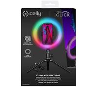 Celly Trípode con anillo de luz para móvil CLICKRINGRGBBK RGB USB 15 cm Negro