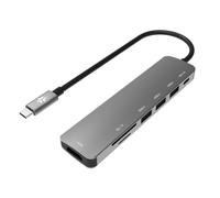 CELLY HUB DA USB-C A 3 Porte USB-A 1 Porta USB-C 1 Porta HDMI 1 Porta per MEMORIE SD 1 Porta SCHEDE TF Grigio Marca