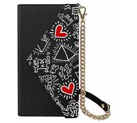 Celly Keith Haring - Bolso bandolera para mujer, funda universal con sistema de fijación magnética, mini bolso para smartphone de hasta 6,7 pulgadas, cartera integrada, piel sintética multicolor