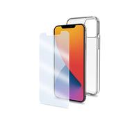 Celly Pack Antibacterias Funda y Protector de Pantalla para iPhone 12 Mini, Protección contra Gérmenes y Bacterias, Cover Transparente Protectora de Silicona TPU y Protector Cristal Templado 9H