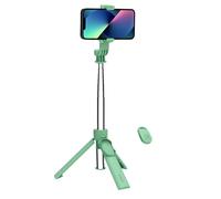 Celly, Palo Selfie Universal con Bluetooth, Barra Ajustable y Portátil, Trípode Integrado, Compatible con Smartphone hasta 7", Color Verde