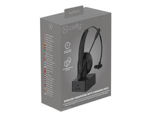 Celly - SWHEADSETMONO Auriculares Inalámbrico Diadema Oficina/Centro de llamadas Bluetooth Base de carga Negro