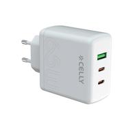 Celly - TC3GAN65WEVOWH cargador de dispositivo móvil Smartphone, Tableta Blanco Corriente alterna Carga rápida Interior