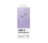 Celly, Auriculares in-Ear con Cable USB-C, con botón de Respuesta, Control de Volumen, micrófono Integrado, Color Morado
