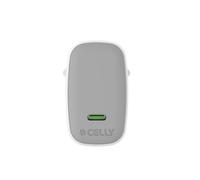 Celly UPTC1USBC65WCTC Cargador USB-C con cable USB-C de 2 m incluido, cargador portátil de 65 W con tecnología GaN, compatible con varios modelos de los principales fabricantes