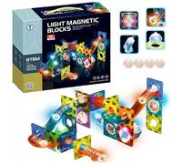 CELMAN Bloques de Construcción Magnéticos - Circuito para Canicas, Magnetic Blocks, Piezas y Pistas Magnéticas para Niños de 3, 4, 5, 10 Años y Más, Kit Montessori de Juegos de Lógica