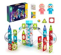 CELMAN Bloques de Construcción Magnéticos - Circuito para Canicas, Magnetic Blocks, Piezas y Pistas Magnéticas para Niños de 3, 4, 5, 10 Años y Más, Kit Montessori de Juegos de Lógica