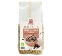 CELNAT Muesli Bio con Chocolate Sin Gluten y Fibra para el Tránsito - 375g - Certificado Ecocert - Receta natural con copos de arroz, trigo sarraceno y avellanas