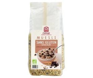 CELNAT Muesli Bio con Chocolate Sin Gluten y Fibra para el Tránsito - 375g - Certificado Ecocert - Receta natural con copos de arroz, trigo sarraceno y avellanas