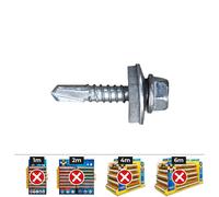 Celo Tornillo 7301 Punta Broca Cabeza Hexagonal Ø 6,3 x 19 mm con Arandela EPDM Ø16 Cincado Caja 500 uds.