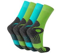 Celodoro 4 pares de calcetines de senderismo, calcetines de trabajo y calcetines deportivos - Calcetines unisex reforzados para hombre y mujer, Claro-Azul-Verde, 43-46