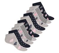 Celodoro Calcetines cortos para mujer (10 pares) de algodón regenerativo, azul/gris, 35-38