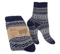 Celodoro Calcetines de lana de rizo para hombre y mujer, azul marino, 35-38